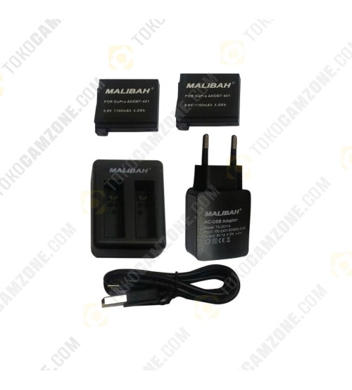 Malibah Dual Charger & Battery for GoPro Hero4